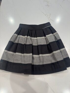 BCBGeneration Black & Gray Striped Pleated  Skirt with Pockets